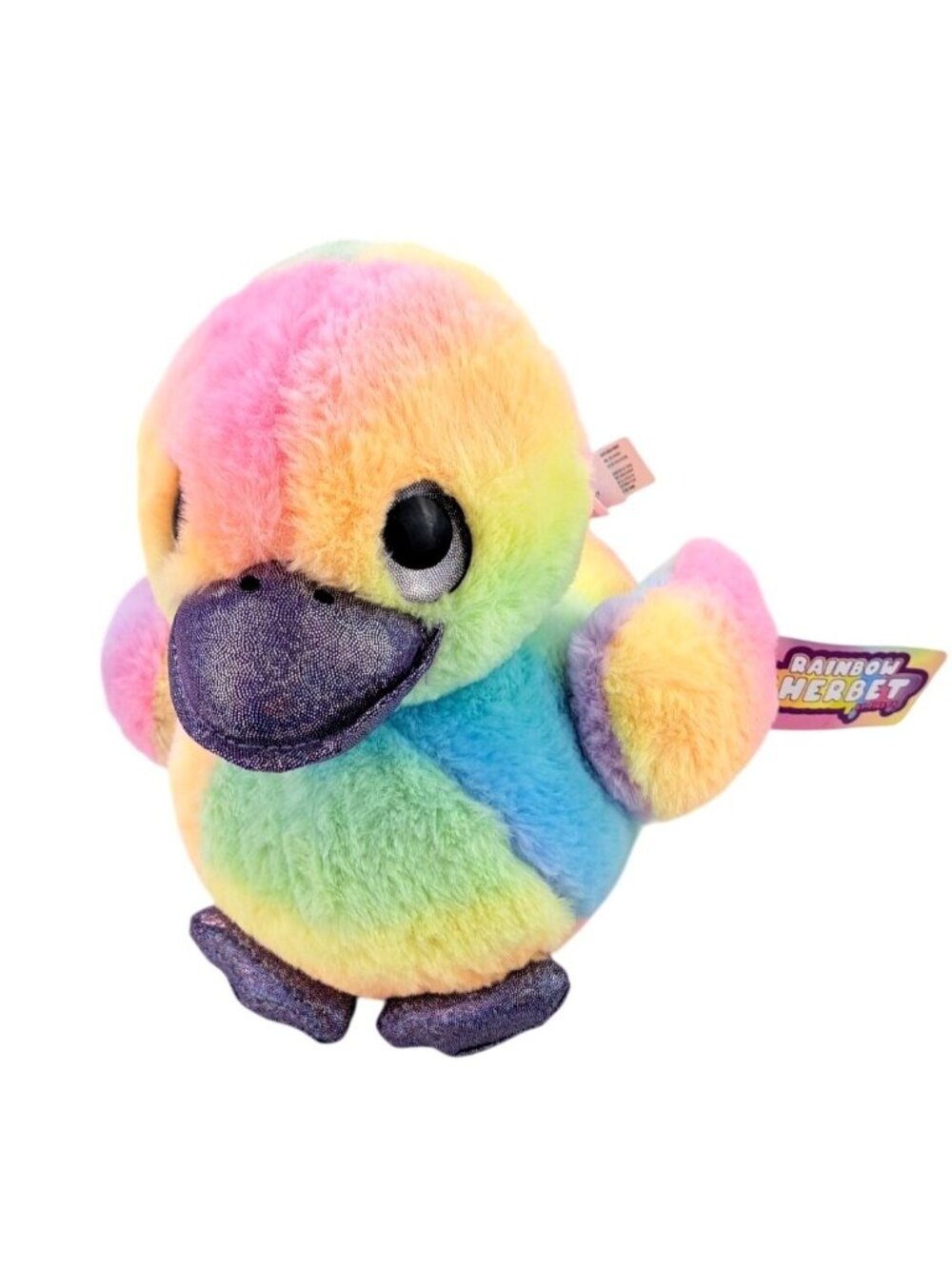 Rainbow Sherbet Plush Duck Toy 10.5" Fiesta Stuffed Animal Pastel Glitter New